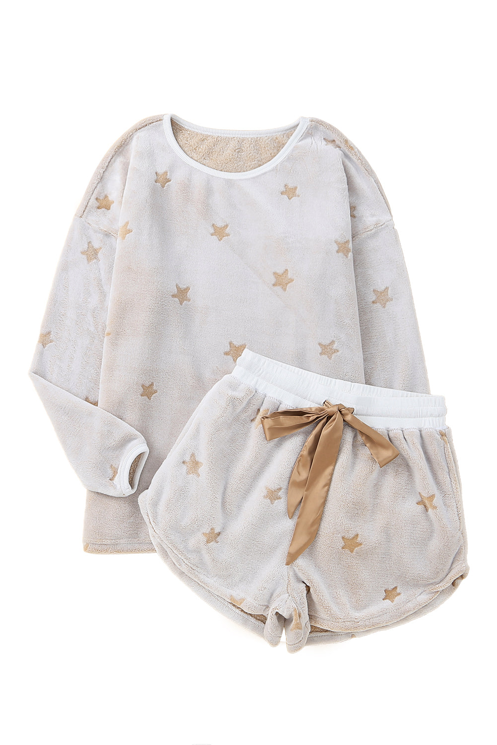 Plush Star Pattern Pullover & Shorts Lounge Set