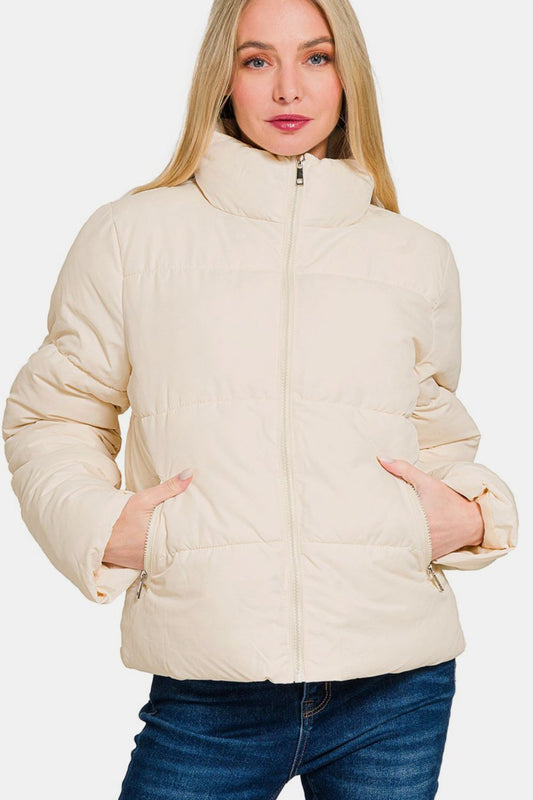 Zip-Up Puffer Coat w/ Pockets