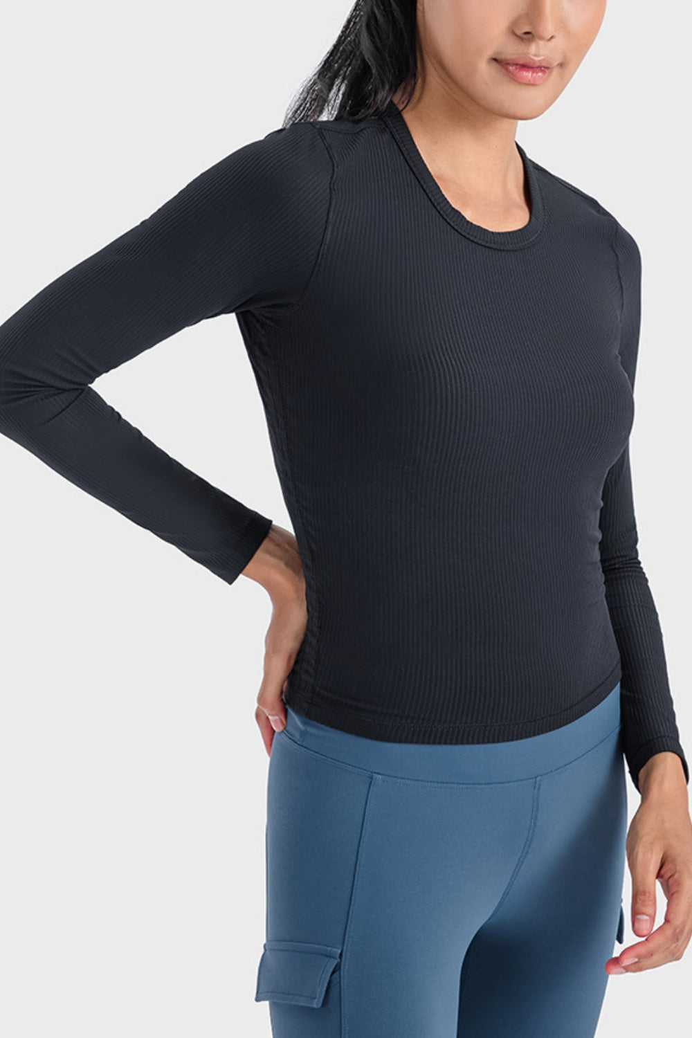 Round Neck Long Sleeve Active Top