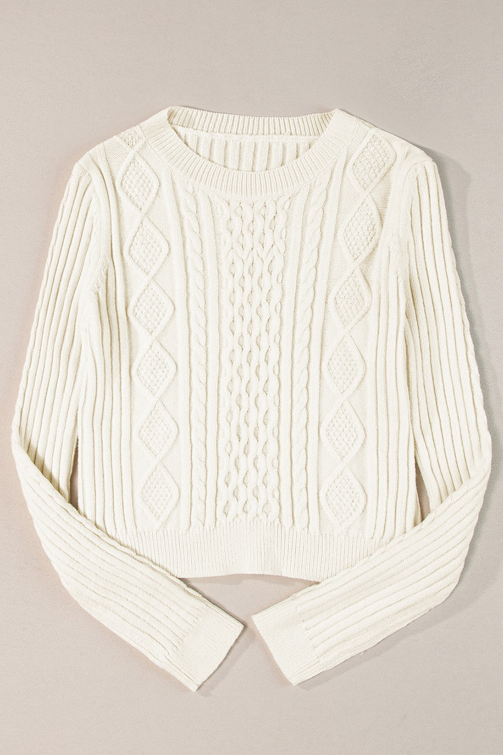 Cable-Knit Long Sleeve Sweater