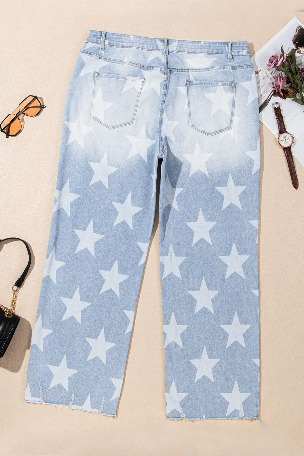 Plus Size High Waist Star Jeans