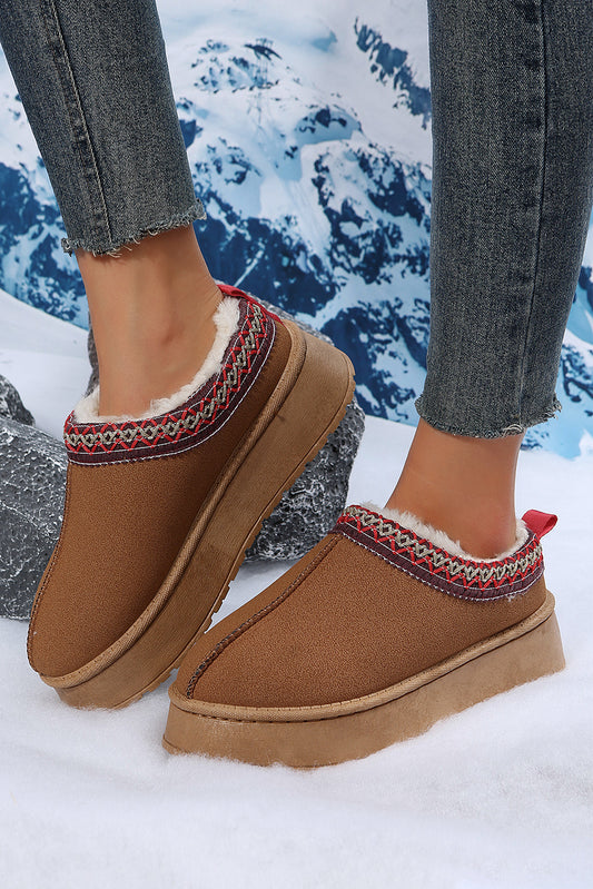 Chestnut Suede Plush Lined Slippers