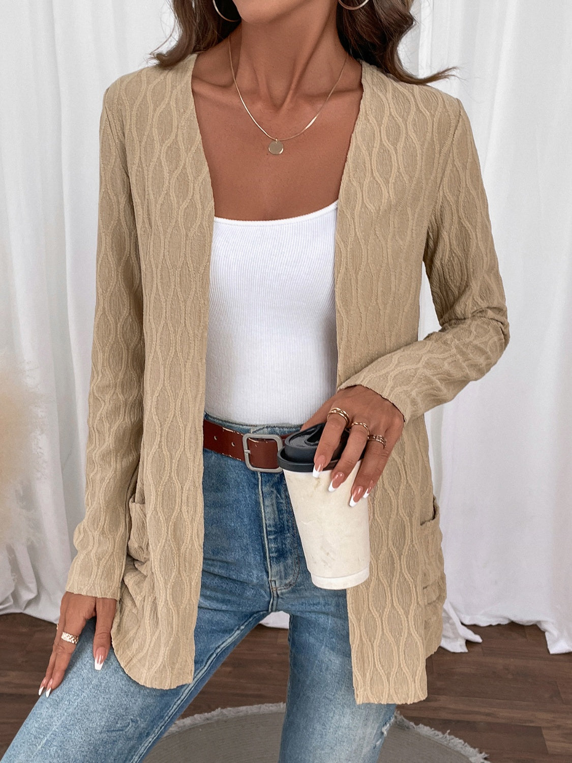 Open Front Cardigan with Pockets