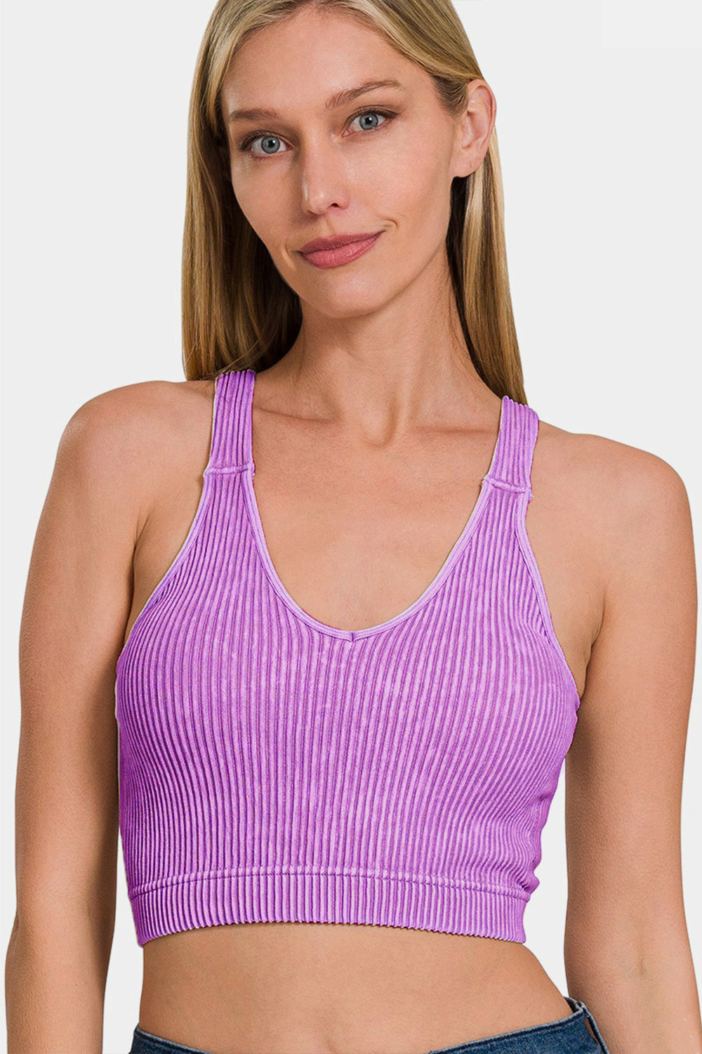 Ribbed Padded Cropped Tank