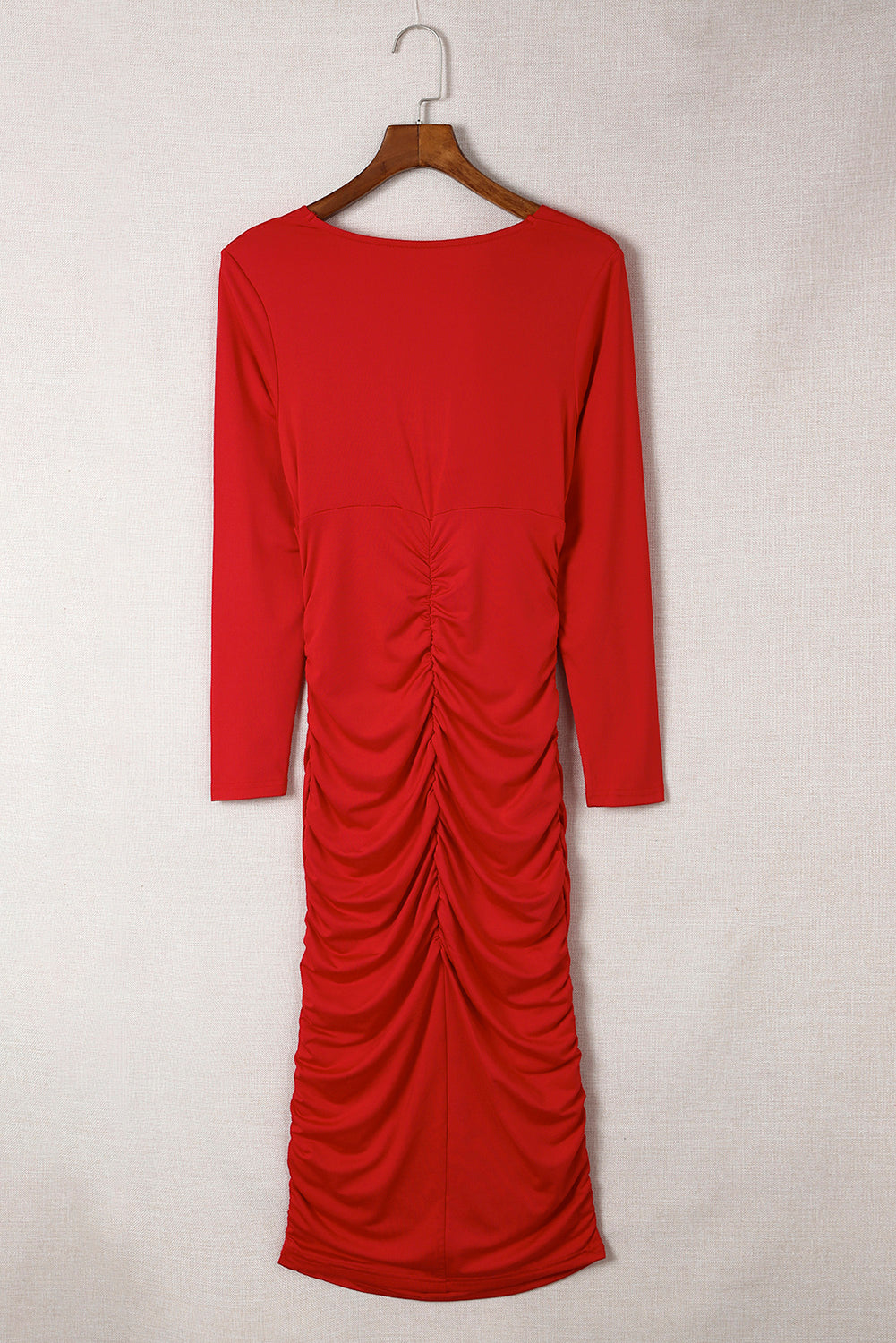 Long Sleeve Wrap Ruched Bodycon Dress