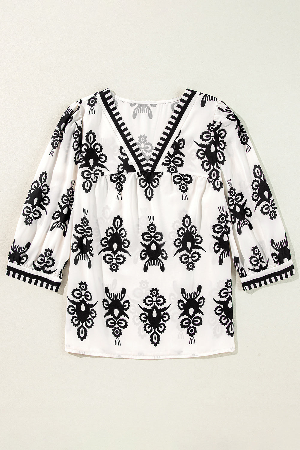 Geometric Printed 3/4 Sleeve Blouse