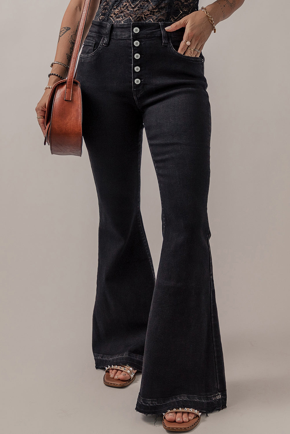 High Waist Front Flare Jeans