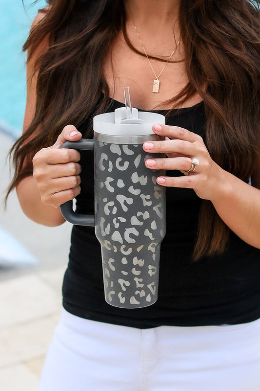 Gray Leopard Print Tumbler 40oz