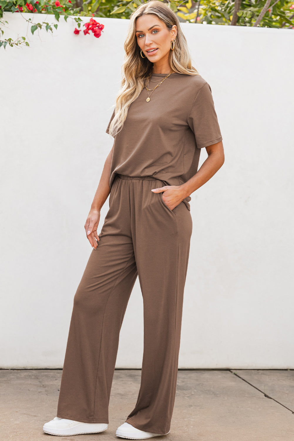 T Shirt & Wide Leg Pants Set