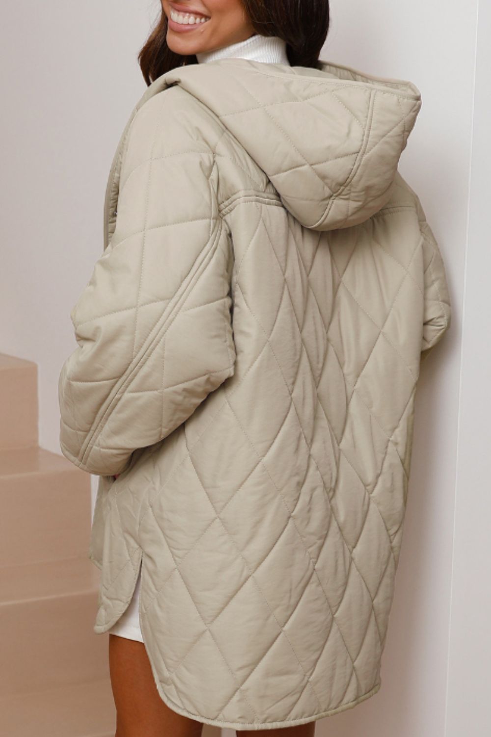 Snap-Down Quilted Winter Coat