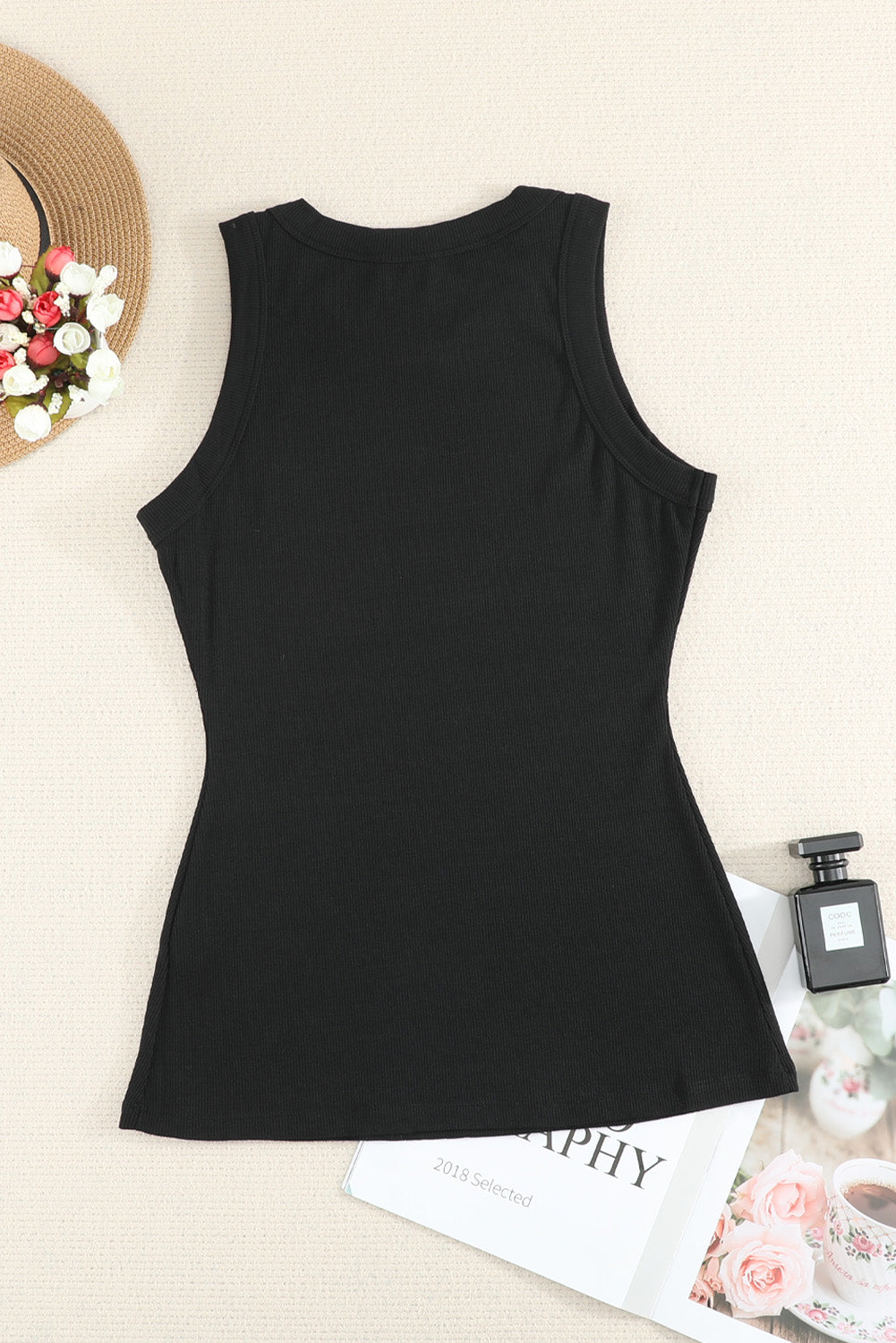 Round Neck Ribbed Tank Top