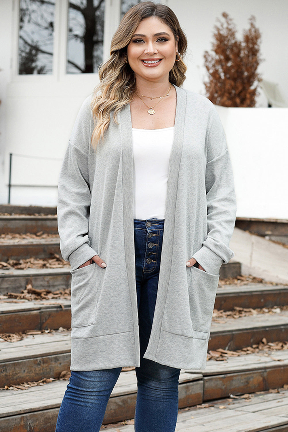 Plus Size Thermal Knit Cardigan