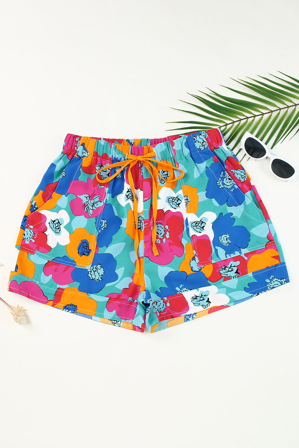 Floral Drawstring Elastic Shorts