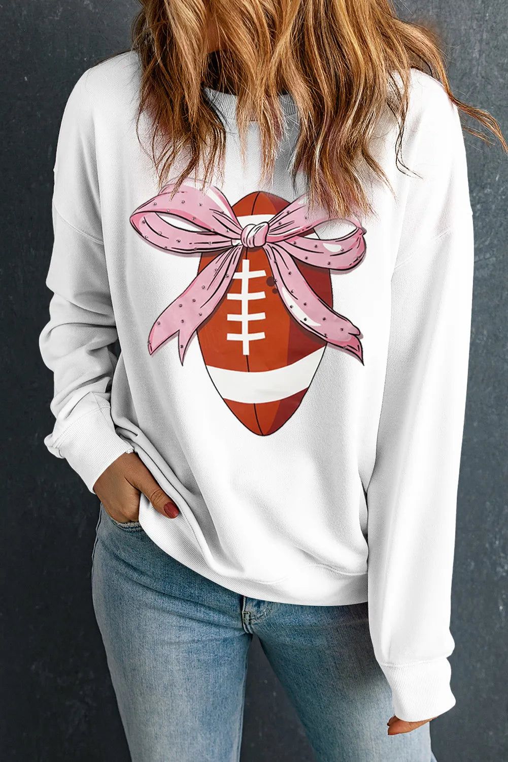 Girly Football Bow Sweatshirt